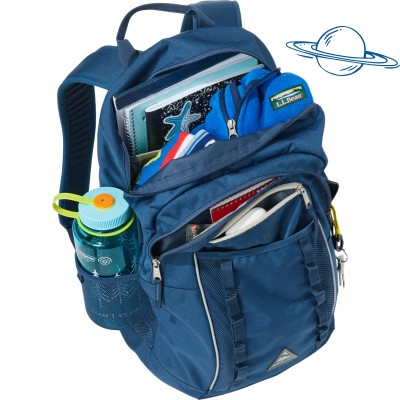 An Explorer Backpack, open to show contents