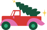 pickup truck with christams tree in the bed