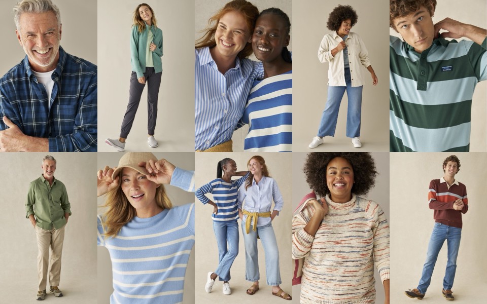 A grid of models showcasing L.L.Bean new arrivals clothing.