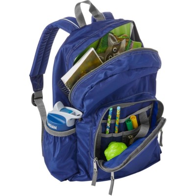 A blue Junior Original Book Pack, open to show contents